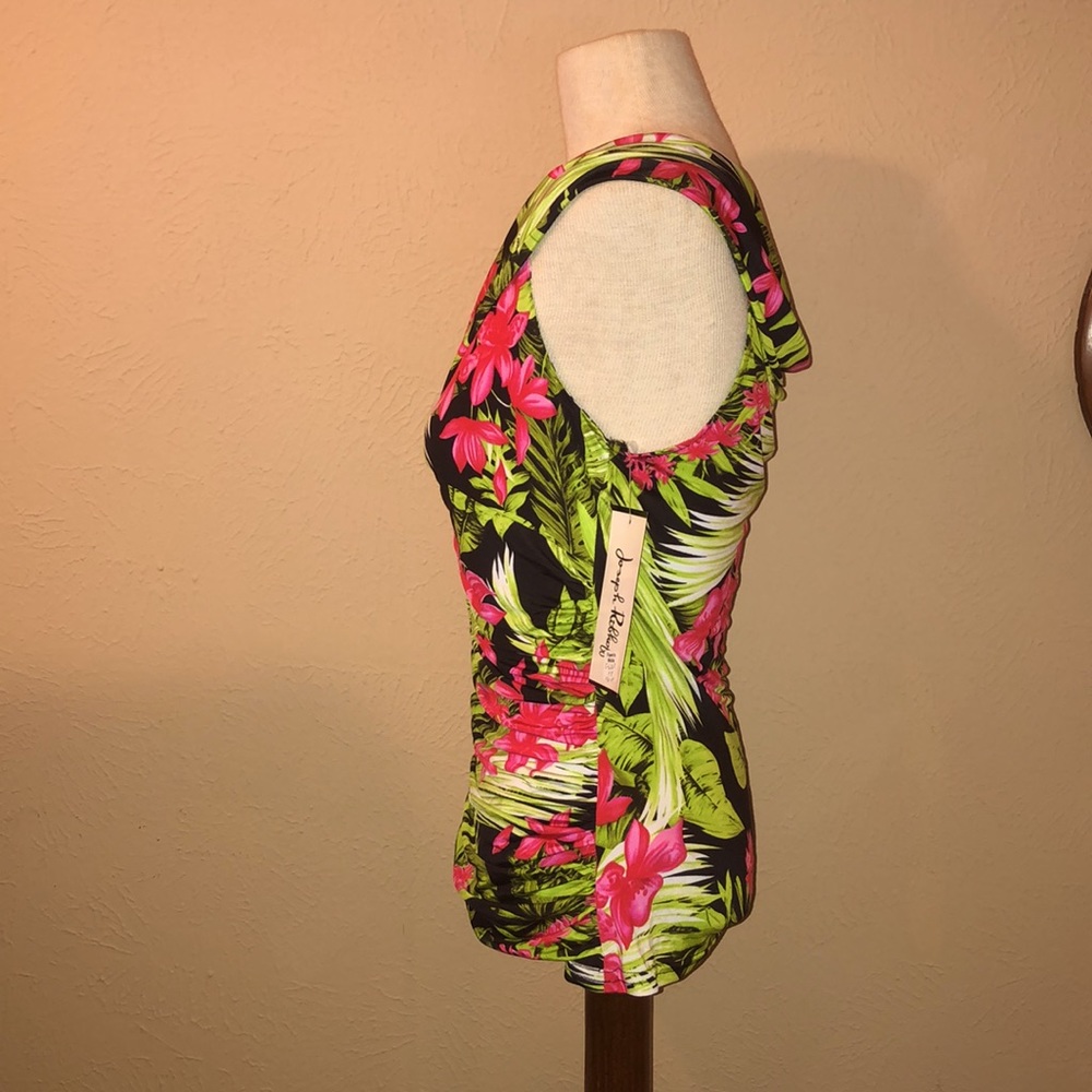 Joseph Ribkoff Floral Blouse - Black, Pink, Green - Picture 2 of 7